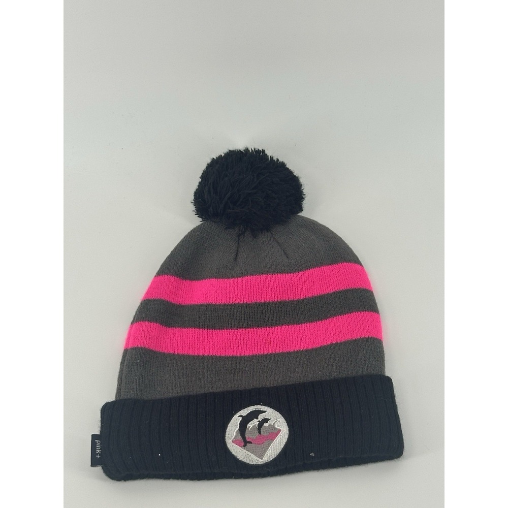Pink, Dolphin Knitted Cap, Pink Stripped